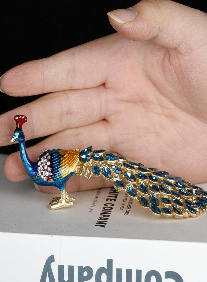 SEVENBEES Enameled Peacock Jewelry Box - Hand-Painted Collectible Figurine with Crystal Rhinestones, Ideal for Rings and Earrings, Perfect for Women and Girls - Image 2